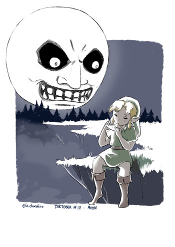 Illustration de Link jouant de l'ocarina, Zelda Majora's Mask