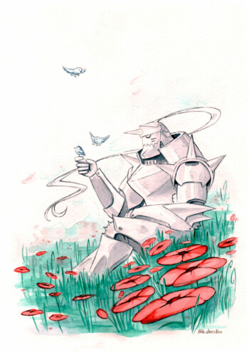 Aquarelle Alphonse Elric, personnage de Fullmetal Alchemist